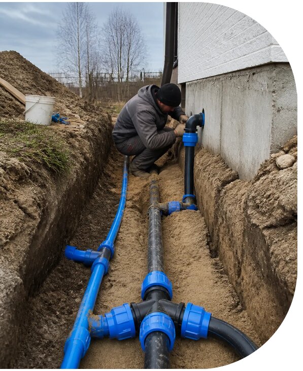 Монтаж наружного водопровода на участке под ключ в Балтийске